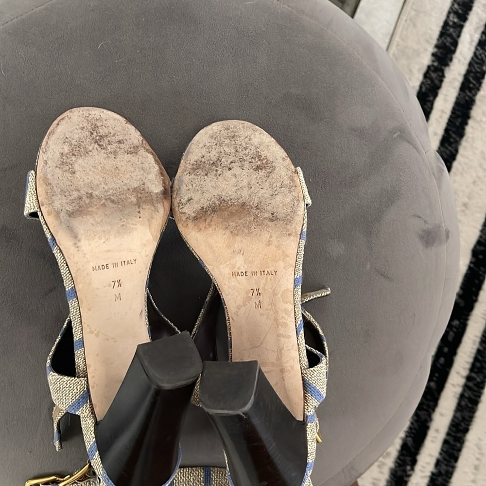 7 For All Mankind Blue and Cream Striped Sandals - Picture 7 of 7